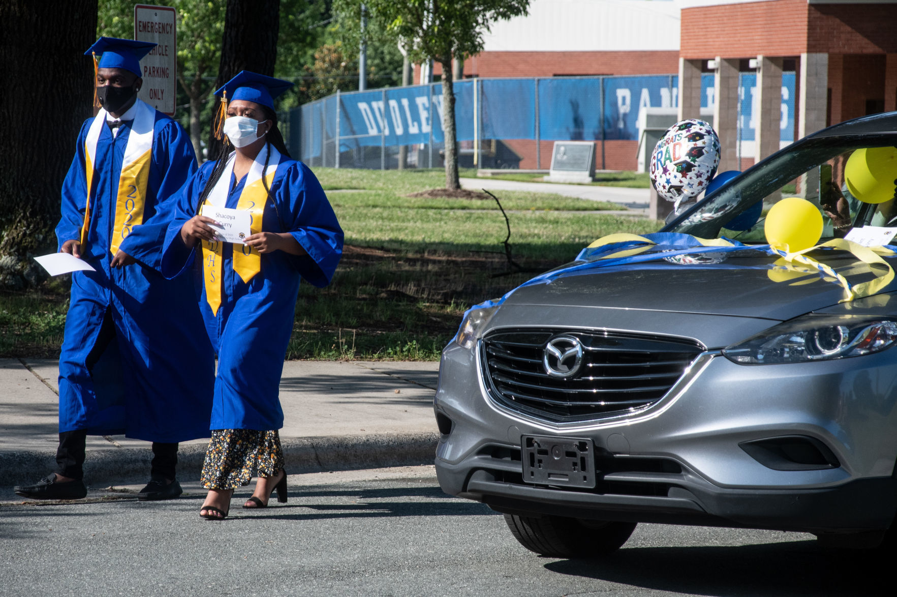 Dudley High School's drive-thru graduation